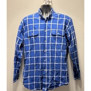 Wrangler George Strait Plaid Shirt Long Sleeve Cowboy Cut Collection M Blue Rode